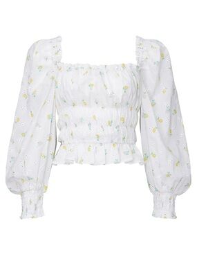 For Love and Lemons Azalea Eyelet Floral Top